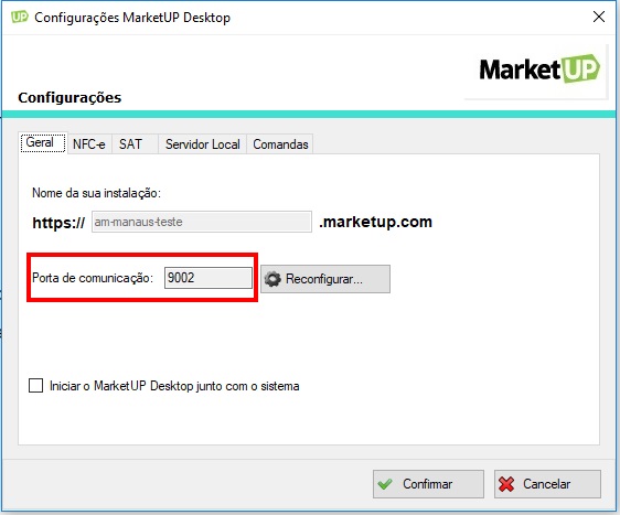 Configuração de porta do MarketUP Desktop